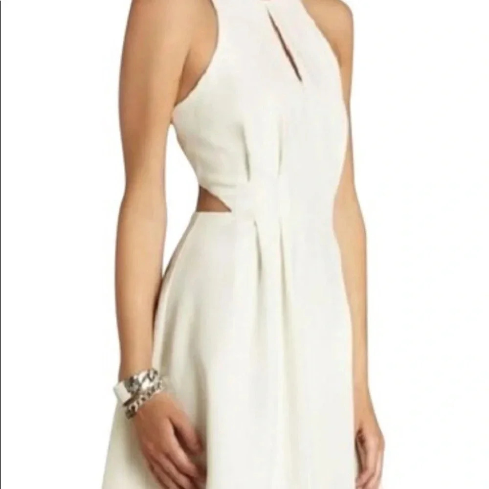 BCBGeneration Cream Cut-Out Double V-Neck Mini